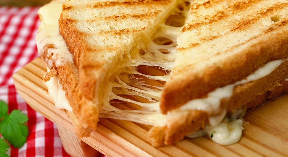 Gooey grilled cheese sandwich close-up