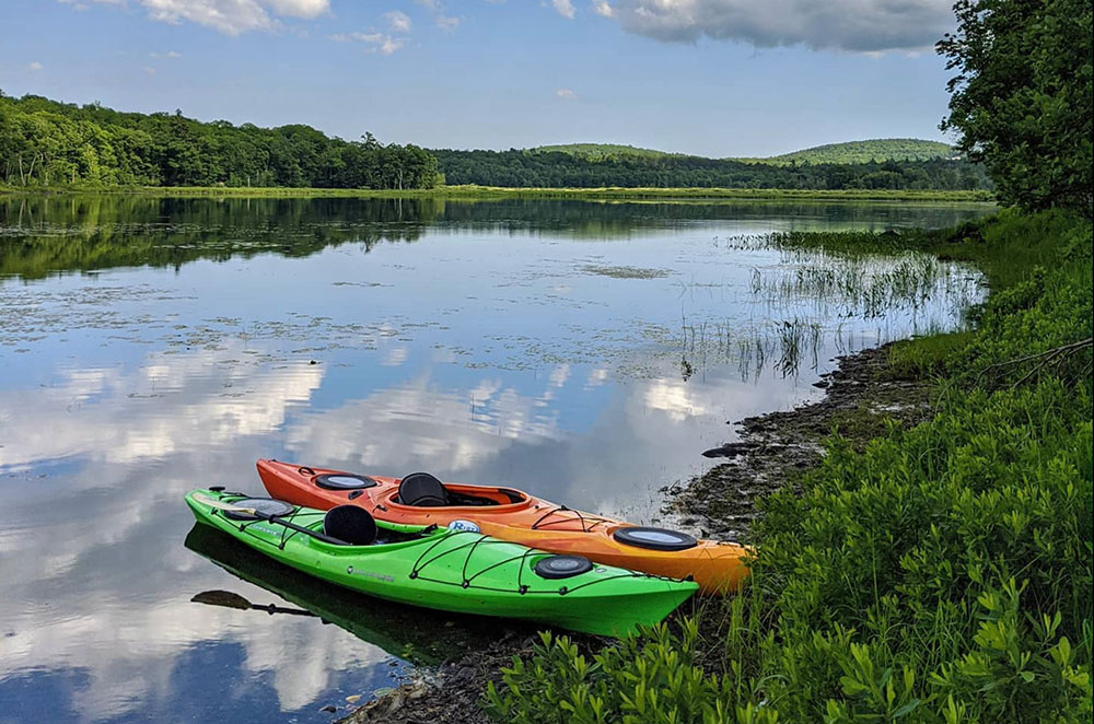 Kayaks at Basin Pond, Monroe, Maine