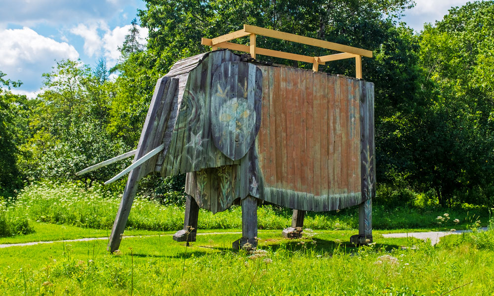 Elephant sculpture, Langlais Art Preserve, Cushing, Maine