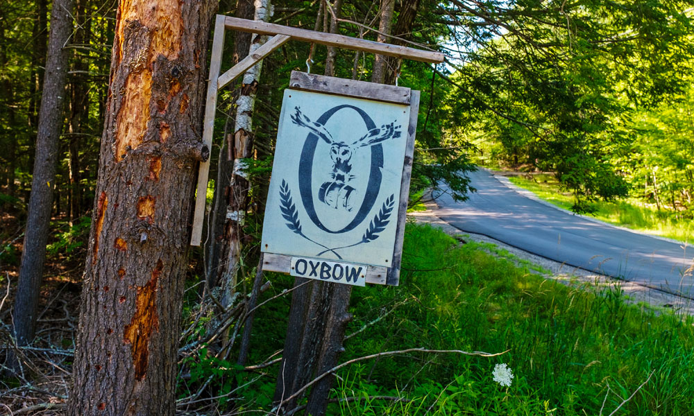 Sign at entrance to Oxbow Brewing, Newcastle, Maine